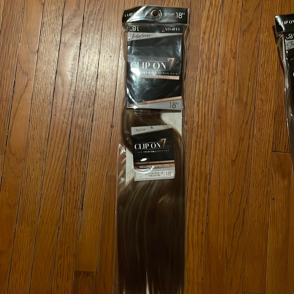 18 length human hair clip on extensions color F6/27/30